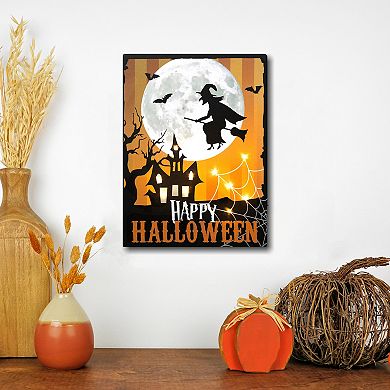 LumaBase Happy Halloween Witch Lighted Wall Art