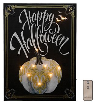 LumaBase LED Happy Halloween Pumpkin Lighted Wall Art