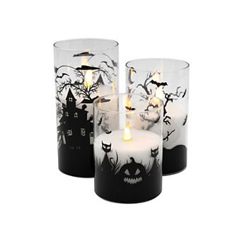 LumaBase 3 pc LED Halloween Hurricane Candle Set