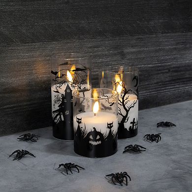 LumaBase LED Halloween Hurricane Candles 3-piece Set