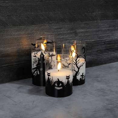 LumaBase LED Halloween Hurricane Candles 3-piece Set