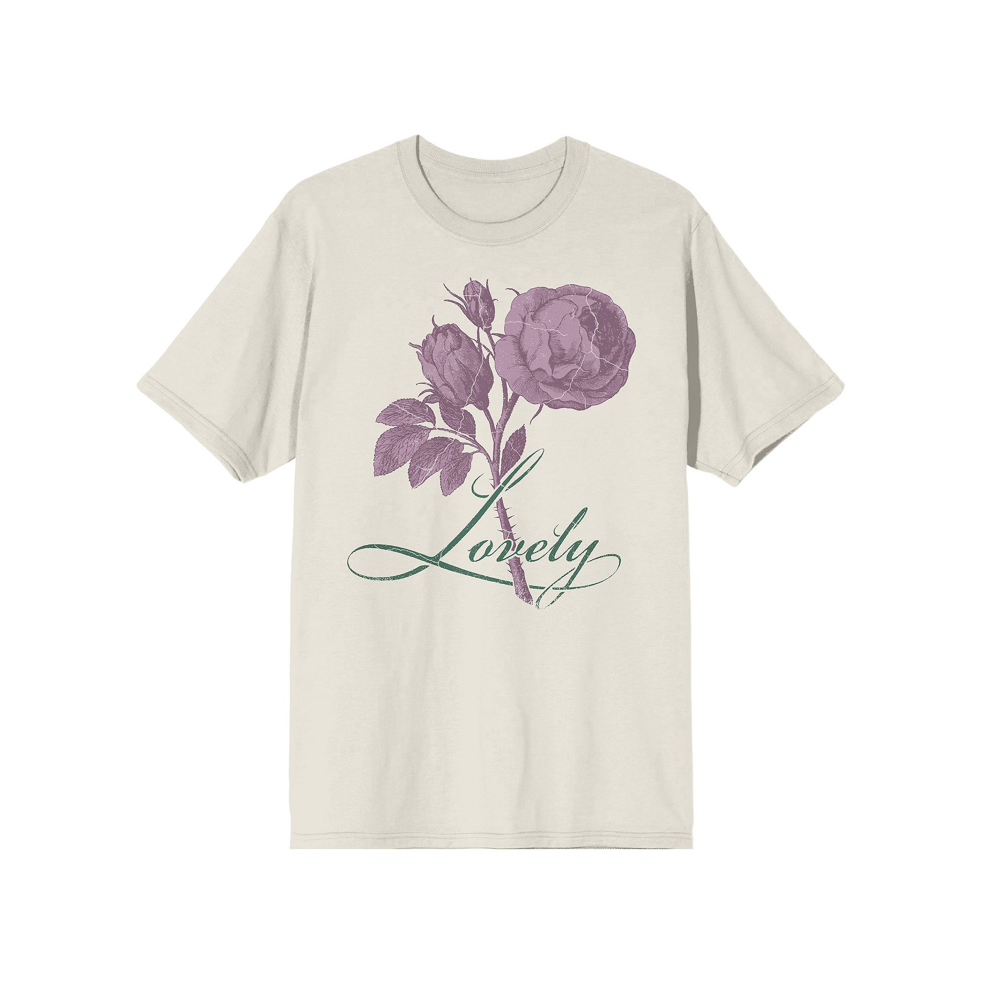 Juniors Vintage Rose Lovely Graphic Tee, Girls, Size: Small, Off White
