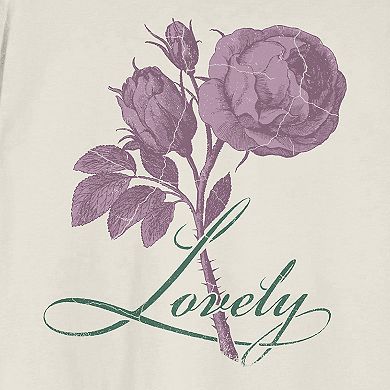 Juniors' Vintage Rose Lovely Graphic Tee