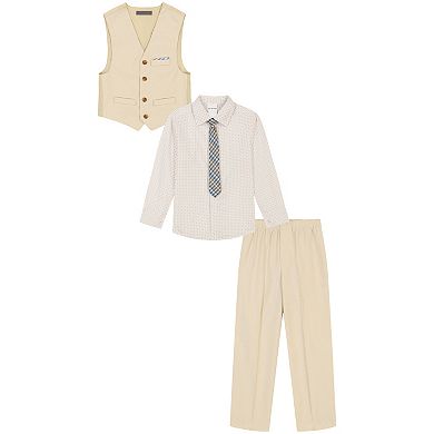 Toddler Boy Van Heusen 4-piece Poplin Vest, Shirt, Tie & Pants Set