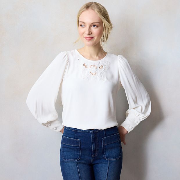数量は多い  Long Conrad Lauren LC Women's Puff Blouse Popover Sleeve トップス