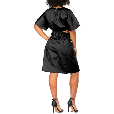 Harmony Women's Plus Size Kimono Sleeves Cut Out Waist Split Side Mini Dress
