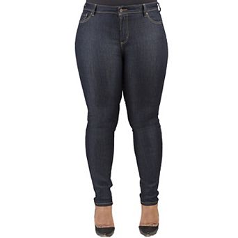 Plus Size Maya Basic Dark Handsand Wash Midrise Skinny Jeans 31" Inseam