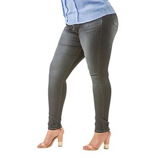 Plus Size Maya Basic Dark Handsand Wash Midrise Skinny Jeans 29" Inseam