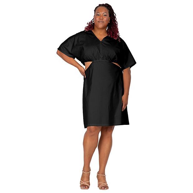 Harmony Women s Plus Size Kimono Sleeves Cut Out Waist Split Side Mini Dress