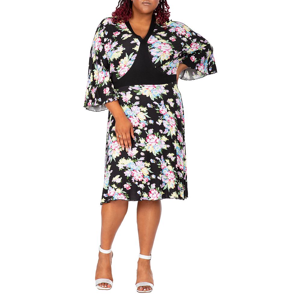 Vienna Slimming Flared Sleeves Pleated Long Skirt Dress