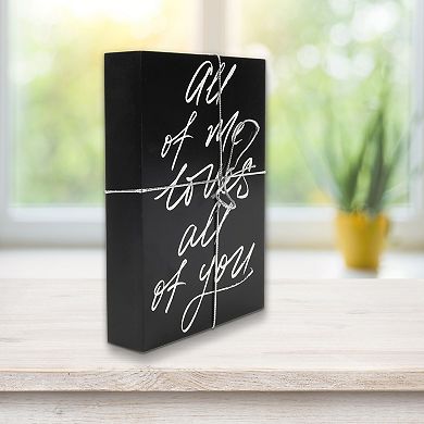 "All of Me Loves All of You" Caption Box Table Top Decor & Tea Towel Set