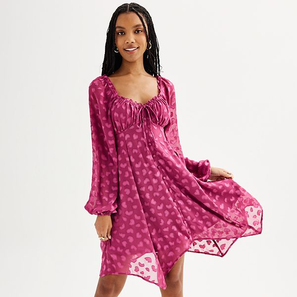 Juniors' SO Long Sleeve Babydoll Dress