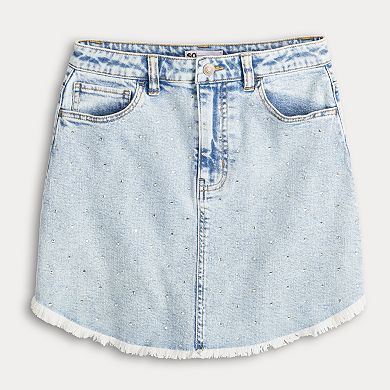 Juniors' SO® Rhinestone Denim Mini Skirt