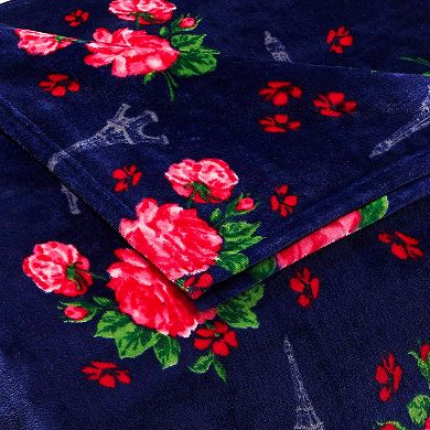Betsey Johnson French Floral Blue Blanket