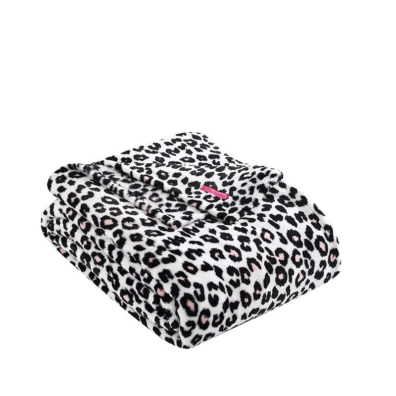 Betsey Johnson Betsey S Leopard Plush-Fleece Pink Blanket-King