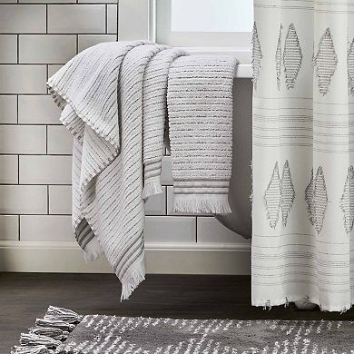 SKL Home Subtle Stripe Terry White Bath Towel 