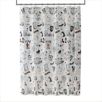 SKL Home Happy Halloween PEVA Shower Curtain and Hook Set