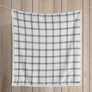 Eddie Bauer Bunkhouse Plaid Grey Sherpa Throw Blanket