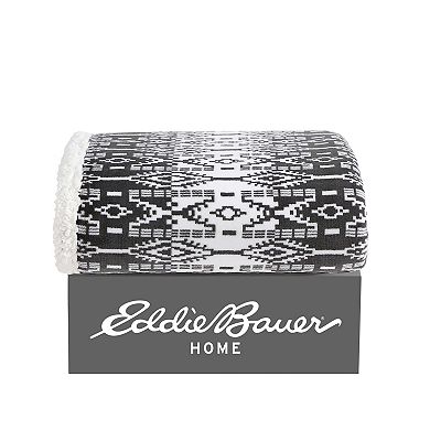 Eddie Bauer San Juan Print & Sherpa Reversible Throw Blanket