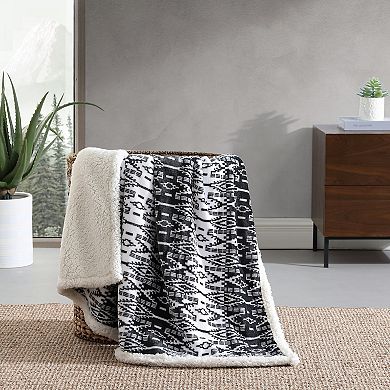 Eddie Bauer San Juan Print & Sherpa Reversible Throw Blanket