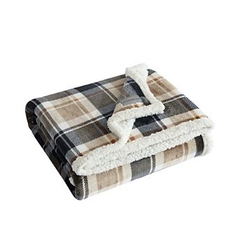 Eddie Bauer Rugged Plaid Sherpa Reversible Throw Blanket