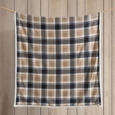 Eddie Bauer Rugged Plaid Sherpa Reversible Throw Blanket