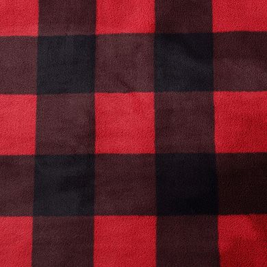 Eddie Bauer Cabin Buffalo Plaid Red Faux Fur Throw & Pillow Set