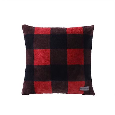 Eddie Bauer Cabin Buffalo Plaid Red Faux Fur Throw & Pillow Set