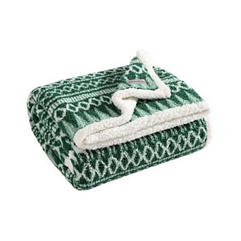 Eddie Bauer Alpine Fair Isle Sherpa Reversible Throw Blanket