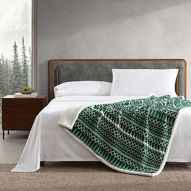 Eddie Bauer Alpine Fair Isle Sherpa Reversible Throw Blanket
