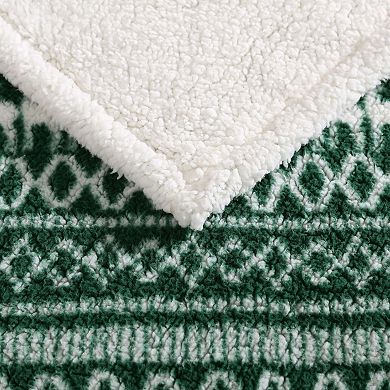 Eddie Bauer Alpine Fair Isle Sherpa Reversible Throw Blanket