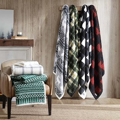 Eddie Bauer Alpine Fair Isle Sherpa Reversible Throw Blanket