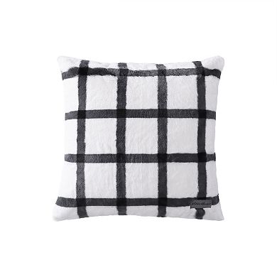 Eddie Bauer Bunkhouse Plaid Gray Faux Fur Throw Blanket & Pillow 2-Piece Set