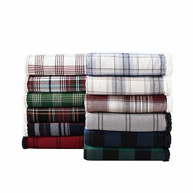 Eddie Bauer Trailhead Red Plaid Sherpa Reversible Throw Blanket