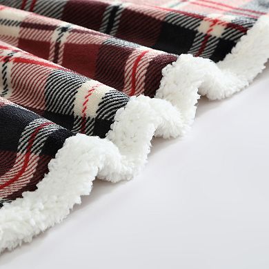 Eddie Bauer Trailhead Red Plaid Sherpa Reversible Throw Blanket