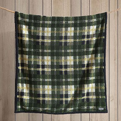 Eddie Bauer Trailhead Green Plaid Sherpa Reversible Throw Blanket