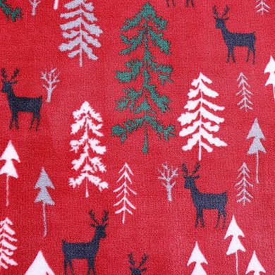 Eddie Bauer Deer & Woods Print Plush Fleece Throw Blanket