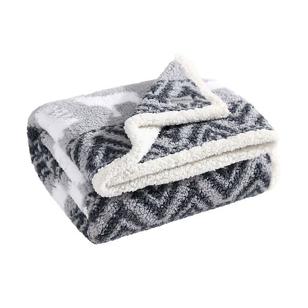 Eddie Bauer Woodland Fair Isle Reversible Sherpa Throw Blanket