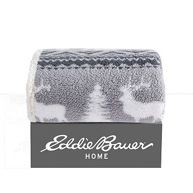 Eddie Bauer Woodland Fair Isle Reversible Sherpa Throw Blanket
