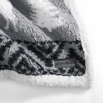 Eddie Bauer Woodland Fair Isle Reversible Sherpa Throw Blanket
