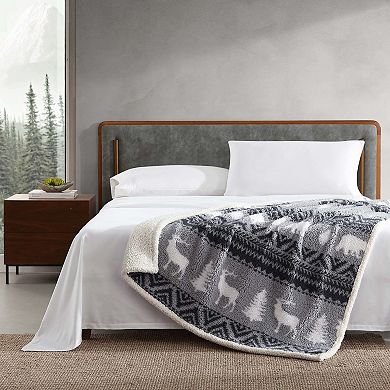 Eddie Bauer Woodland Fair Isle Reversible Sherpa Throw Blanket