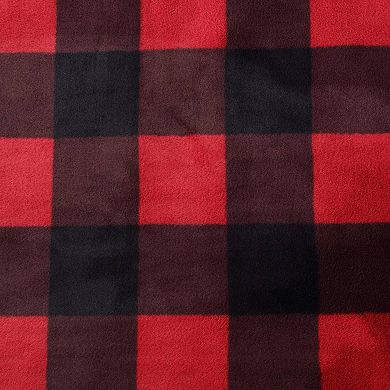 Eddie Bauer Cabin Buffalo Check Red Faux Fur Throw Blanket