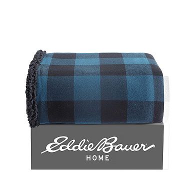 Eddie Bauer Cabin Buffalo Plaid Sherpa Reversible Throw Blanket