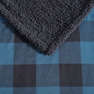 Eddie Bauer Cabin Buffalo Plaid Sherpa Reversible Throw Blanket