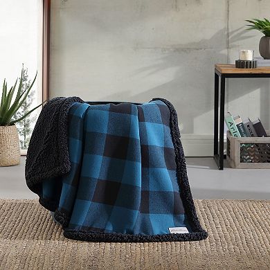 Eddie Bauer Cabin Buffalo Plaid Sherpa Reversible Throw Blanket