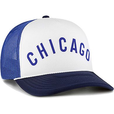 Men's '47 White Chicago Cubs Foam Front Script Trucker Snapback Hat
