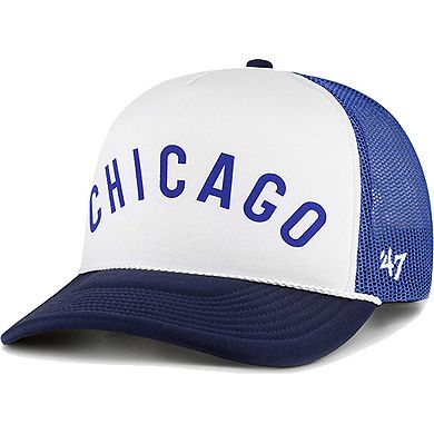 Men's '47 White Chicago Cubs Foam Front Script Trucker Snapback Hat