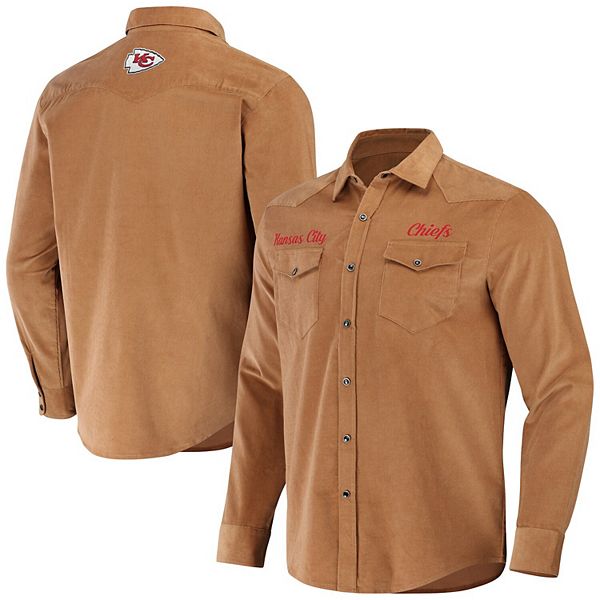 Mens Nfl X Darius Rucker Collection By Fanatics Tan Kansas City Chiefs Western Button Up Shirt 