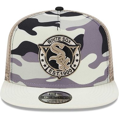 Men's New Era White Chicago White Sox Chrome Camo A-Frame 9FIFTY Trucker Snapback Hat