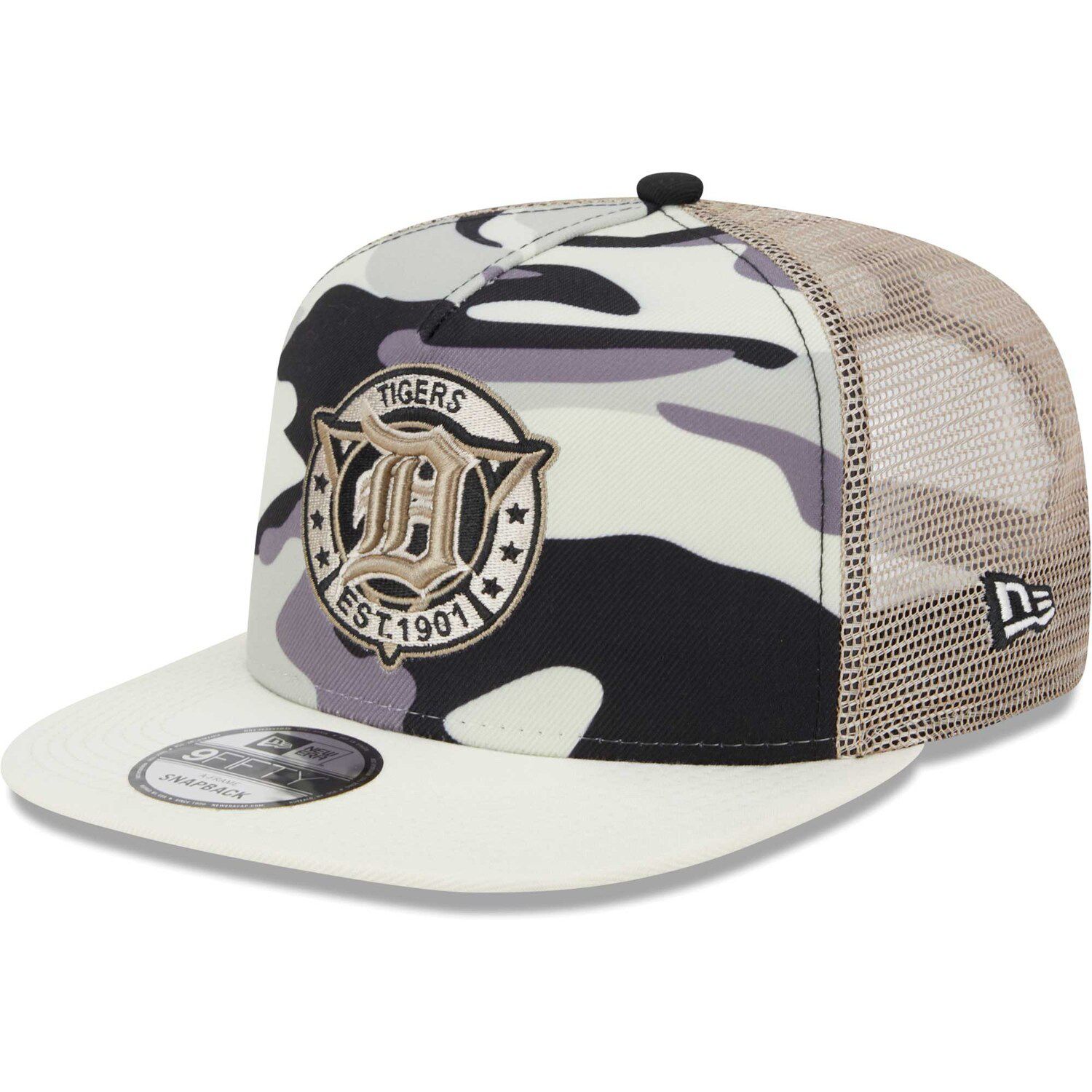 Men's New Era Black Detroit Tigers Chrome Camo Undervisor 59FIFTY Fitted Hat